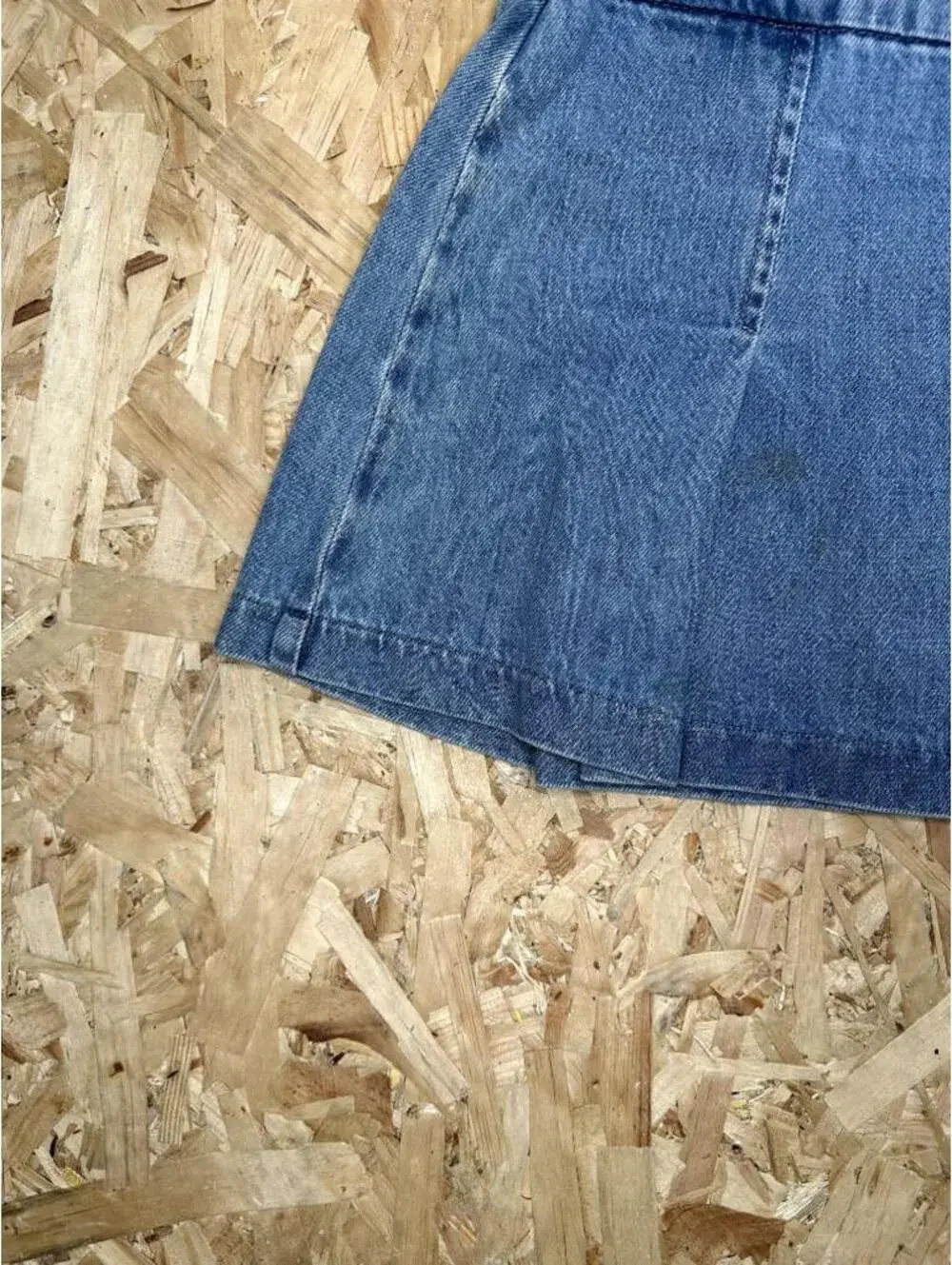 Zara Denim Pleated Mini Skirt Womens Size Small Blue Jean Belted Side Zip